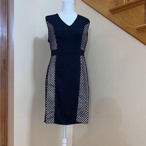 Women’s Cocktail Dress Size Large, Medium Sexy Black Fishnet Side Panel MEANEOR